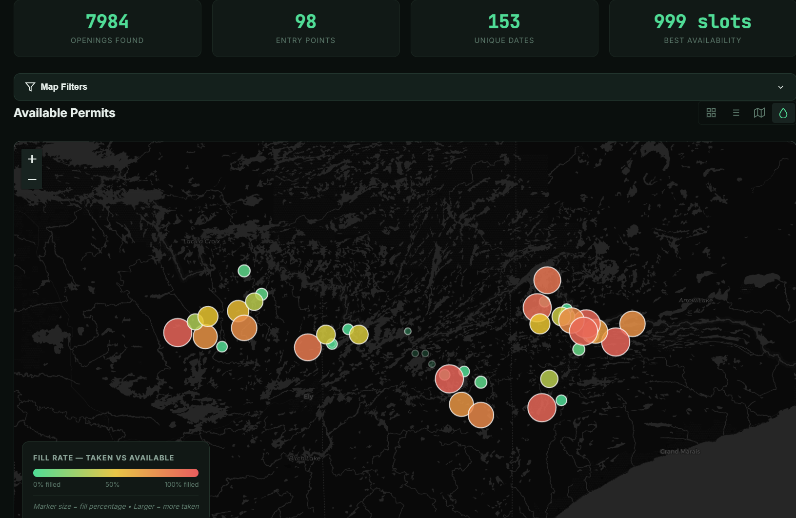 Boundary Waters Hotspots Map